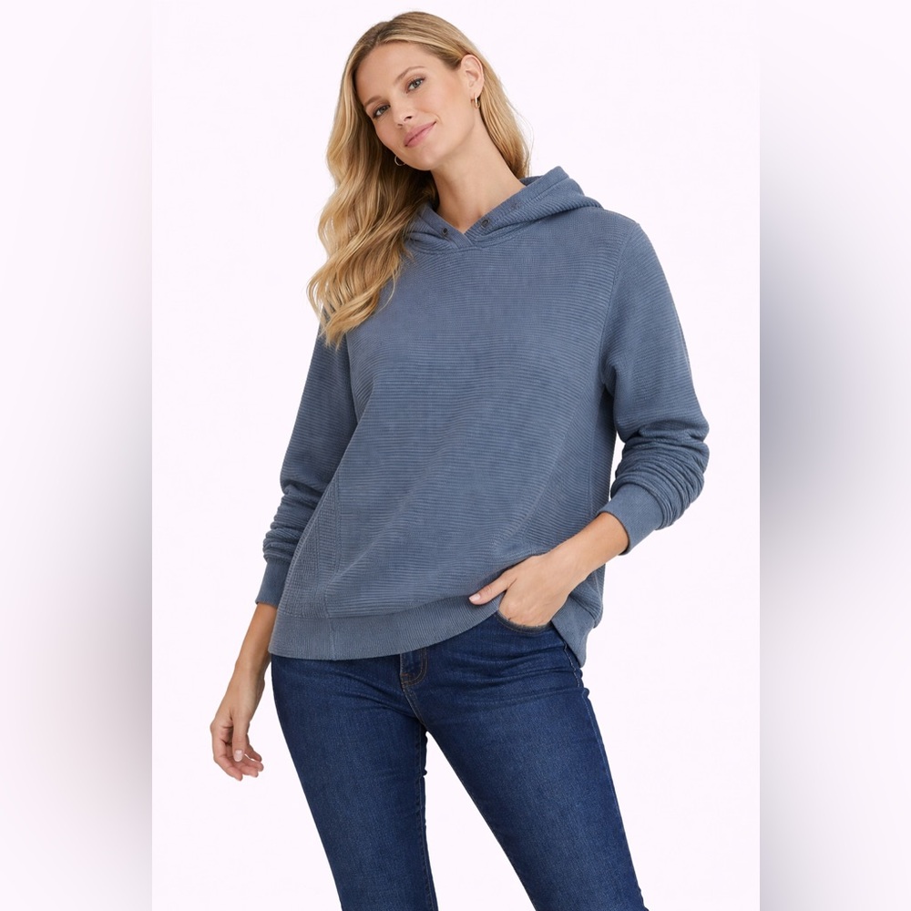 REITMANS HYBA Blue Ribbed Hoodie Top
